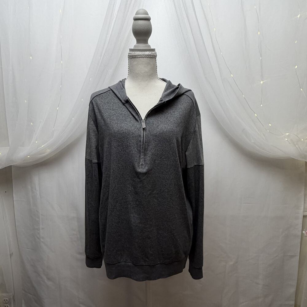Calvin Klein Women's Size Large Gray Hoodie Active Quarter Zip Pullover